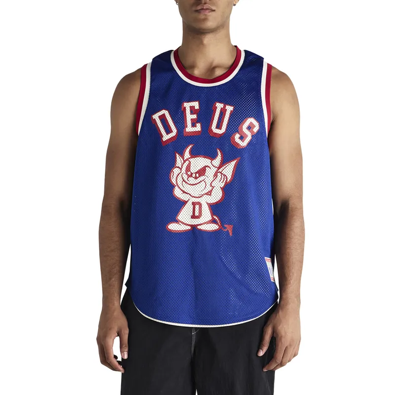 Deus Ex Machina Back and Forth Reversible Jersey Tee in Blueprint/Swan