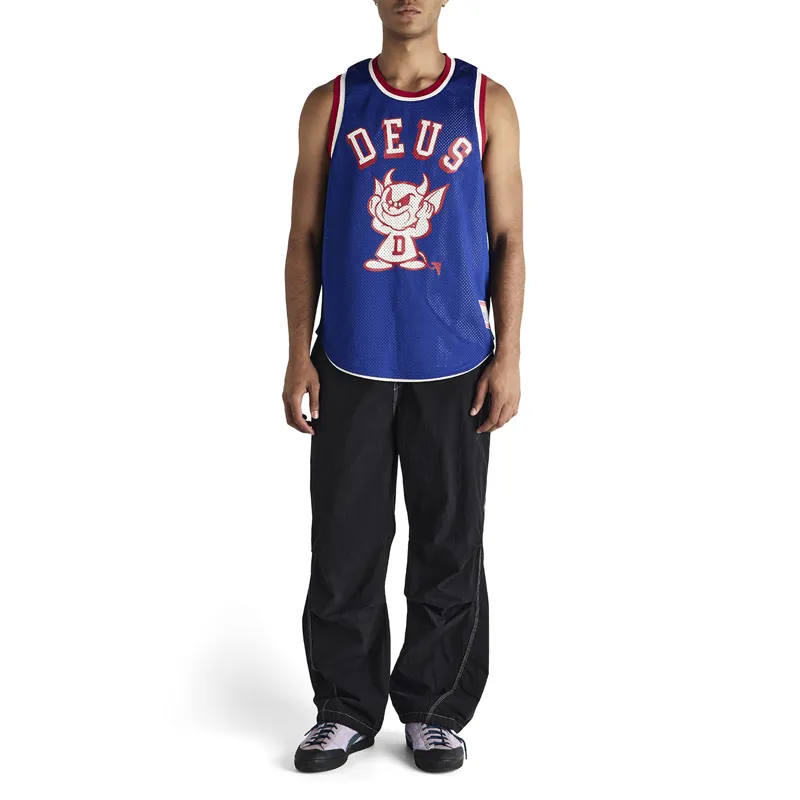 Deus Ex Machina Back and Forth Reversible Jersey Tee in Blueprint/Swan-4