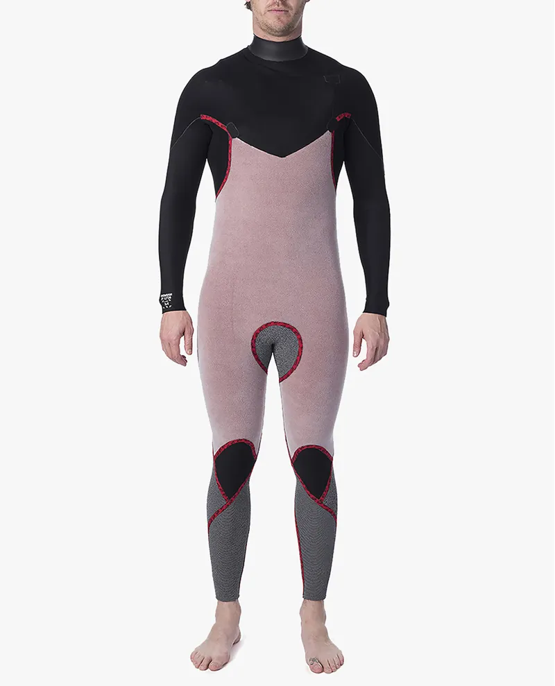 Rip Curl Mens Dawn Patrol 4/3mm Chest Zip Wetsuit in Black-4