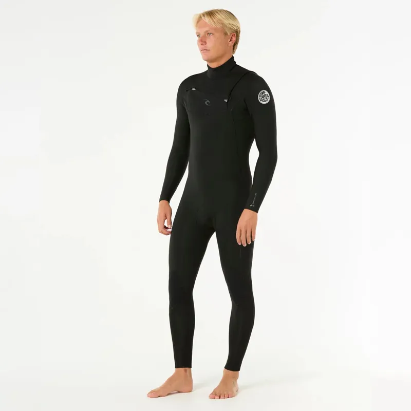 Rip Curl Mens Dawn Patrol 4/3mm Chest Zip Wetsuit in Black-1