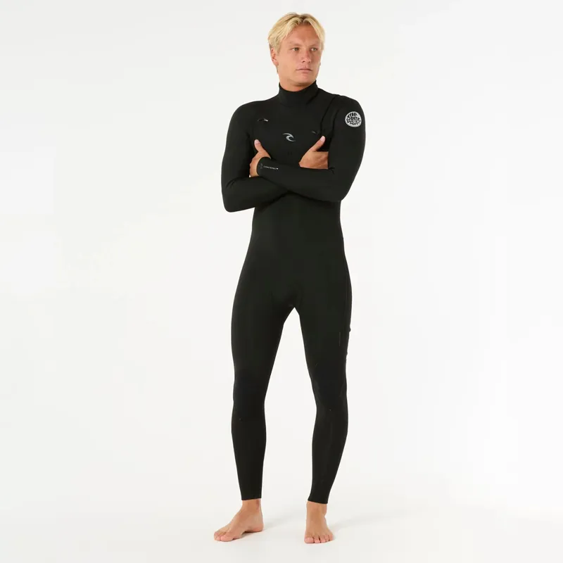 Rip Curl Mens Dawn Patrol 4/3mm Chest Zip Wetsuit in Black-3
