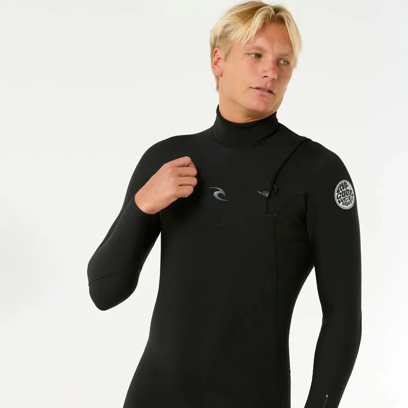 Rip Curl Mens Dawn Patrol 4/3mm Chest Zip Wetsuit in Black-5