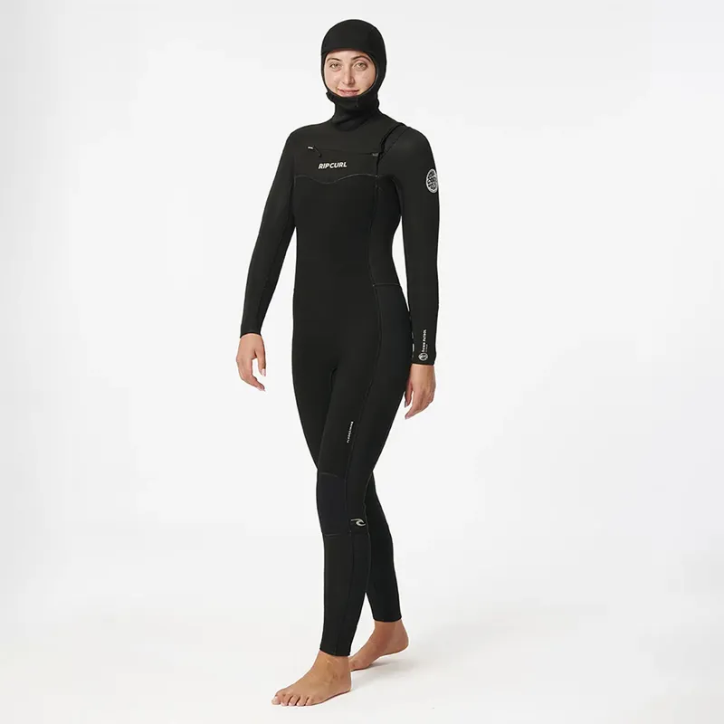 Rip Curl Womens Dawn Patrol 5-4mm Chest Zip Hooded Wetsuit-1