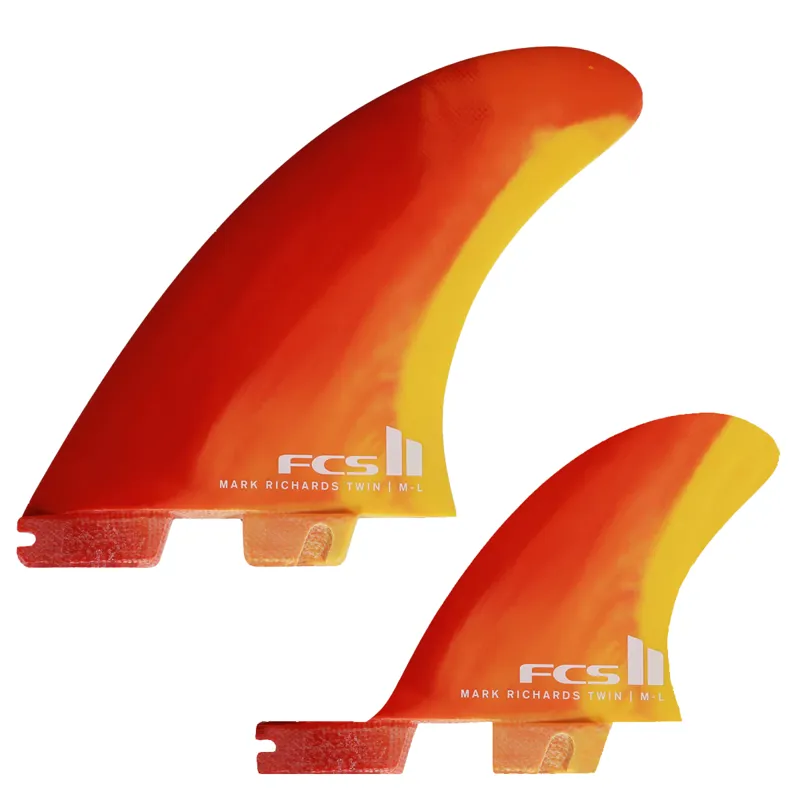 FCS II MR PC Twin + Stabiliser Fin Set in  Sunset Swirl