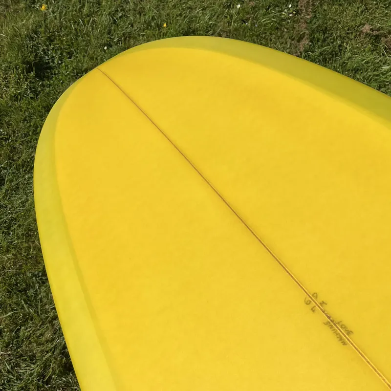 Love Machine Surfboards 6ft 9in FM in Yellow with Blue Swirl Deck - Futures-2