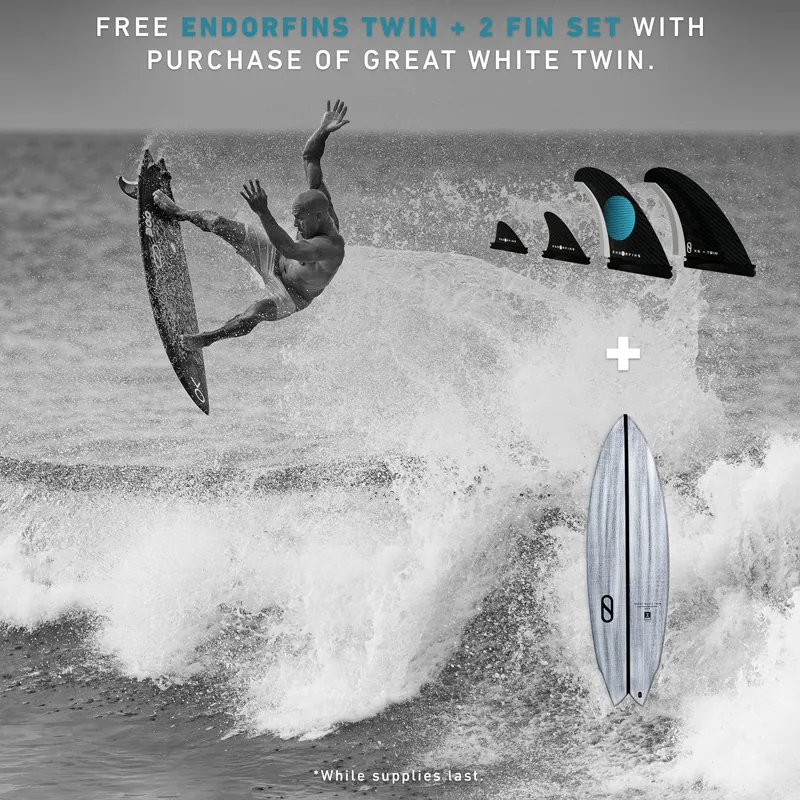 Slater Designs Volcanic Great White Twin Surfboard - Futures