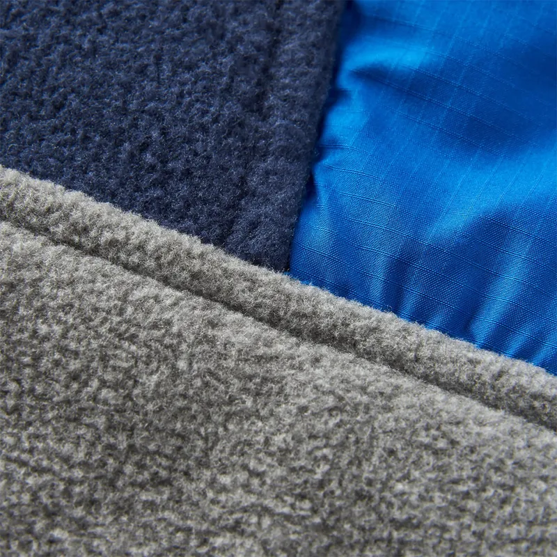 Passenger Recycled Woodland Hooded 1/2 Zip Polar Fleece in Rich Navy/Grey Marl-1