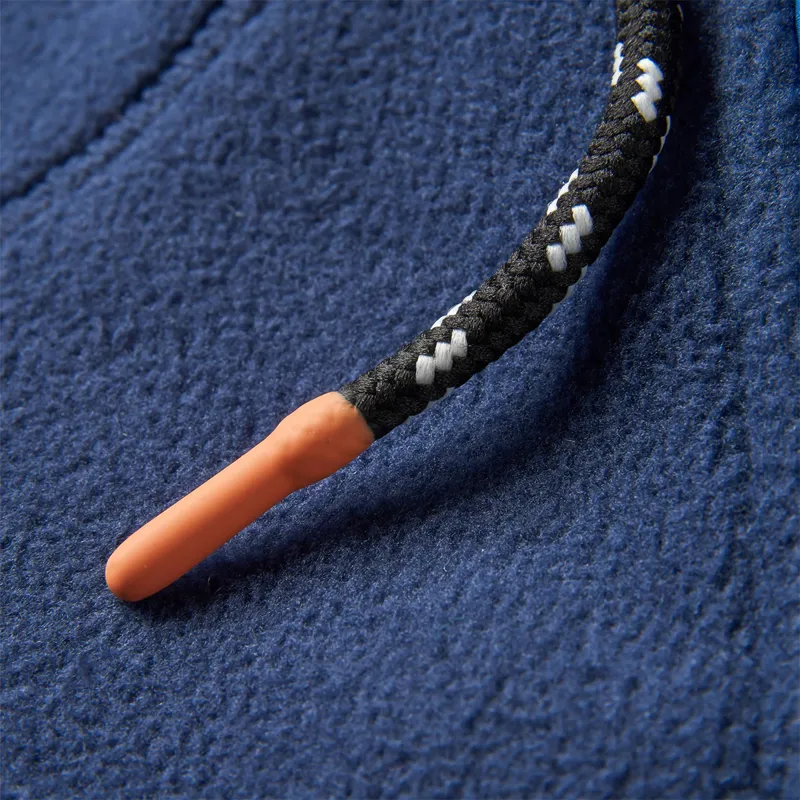 Passenger Recycled Woodland Hooded 1/2 Zip Polar Fleece in Rich Navy/Grey Marl-6