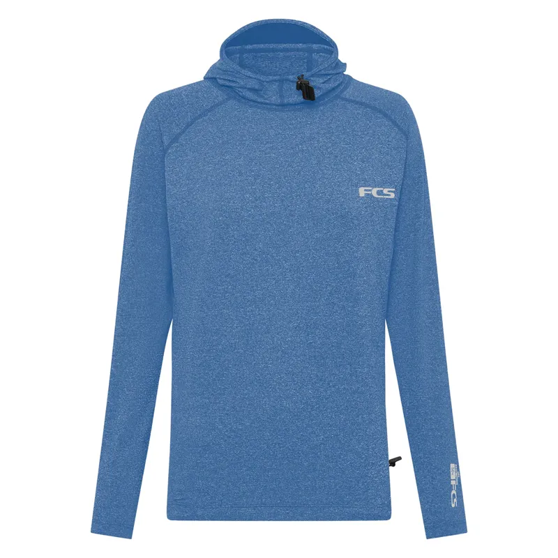 FCS Essential Hooded Long Sleeve Rash Vest in Tranquil Blue