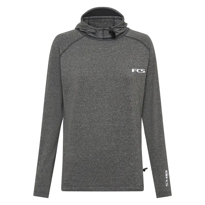 FCS Essential Hooded Long Sleeve Rash Vest in Heather Grey