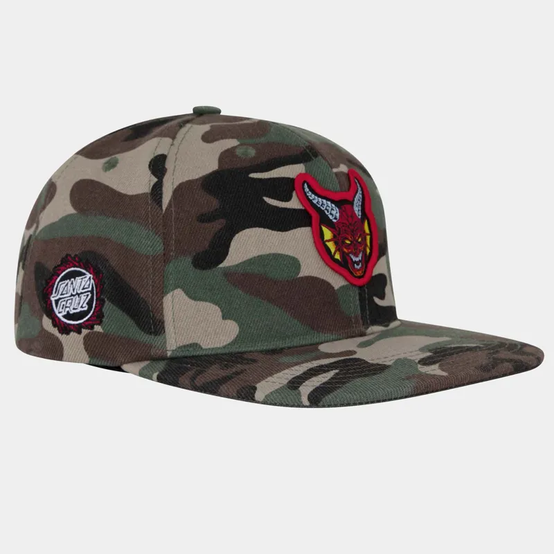 Stranger Things X Santa Cruz Hellfire Club Snapback Cap in Camo-1