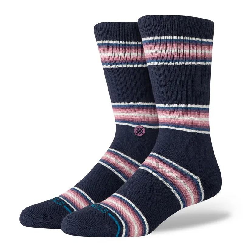 Stance Hill Tops Crew Sock in Navy - SIZE Large