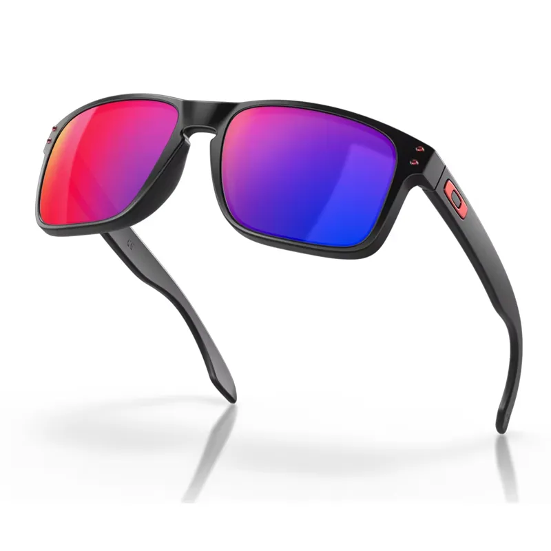 Oakley Holbrook Sunglasses with Red Iridium Lenses and Matte Black Frames-3