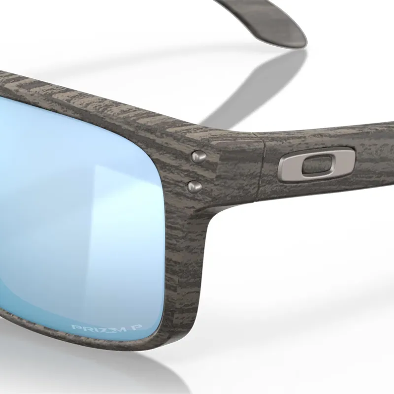 Oakley Holbrook Sunglasses with Prizm Deep Water Polarized Lenses and Woodgrain Frames-5