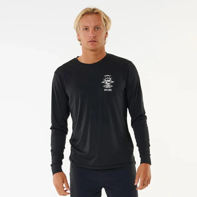 Rip Curl Icons Surflite UPF Long Sleeve Rash Vest in Black