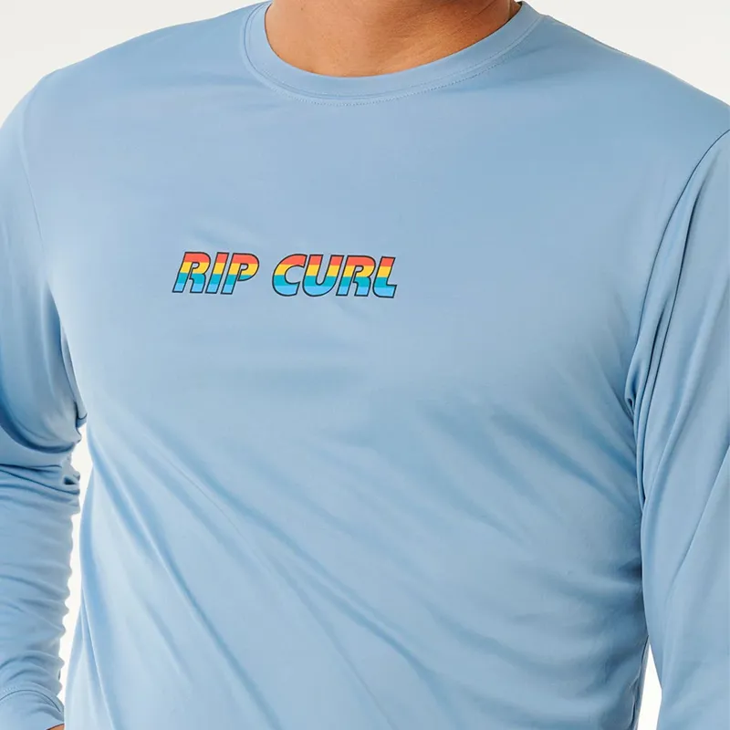 Rip Curl Icons Surflite UPF50 Long Sleeve Rash Vest in Faded Denim-3