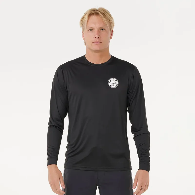 Rip Curl Icons Surflite UPF50 Long Sleeve Rash Vest in Black-1