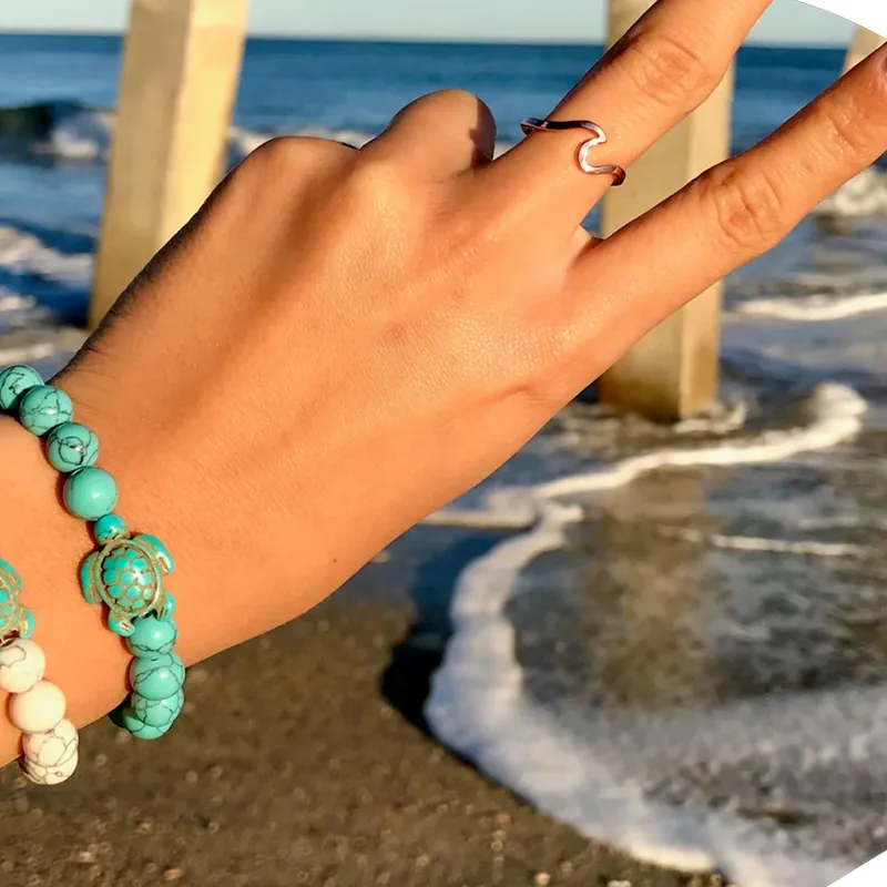 Fahlo The Journey Sea Turtle Tracking Bracelet in Lava Stone-2