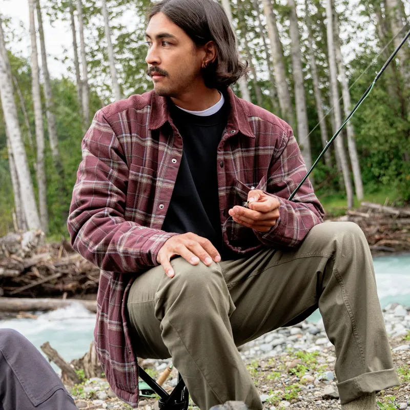 Passenger Kodiak Sherpa Lined Cord Overshirt in Brambleberry Check-1