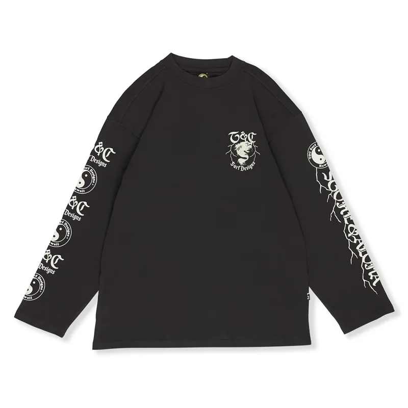 T and C Surf Designs Koi Lightning Long Sleeve Tee in Black-1