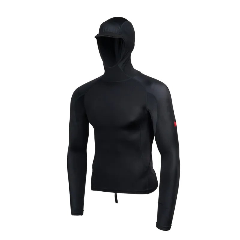 Florence Marine Long Sleeve Utility Pocket Hooded Rashguard in Black