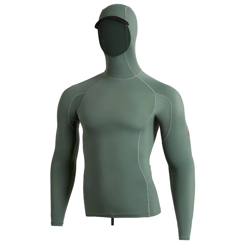 Florence Marine Long Sleeve Utility Pocket Hooded Rashguard in Dark Sage