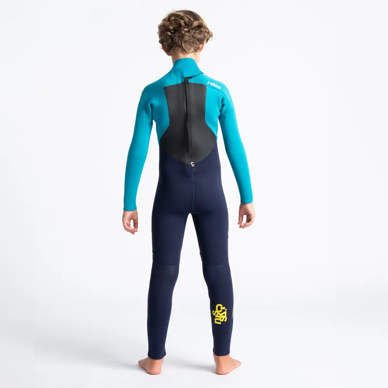 C-Skins Junior Legend 5-4mm Back Zip Wetsuit in Slate-Ocean-Yellow-1