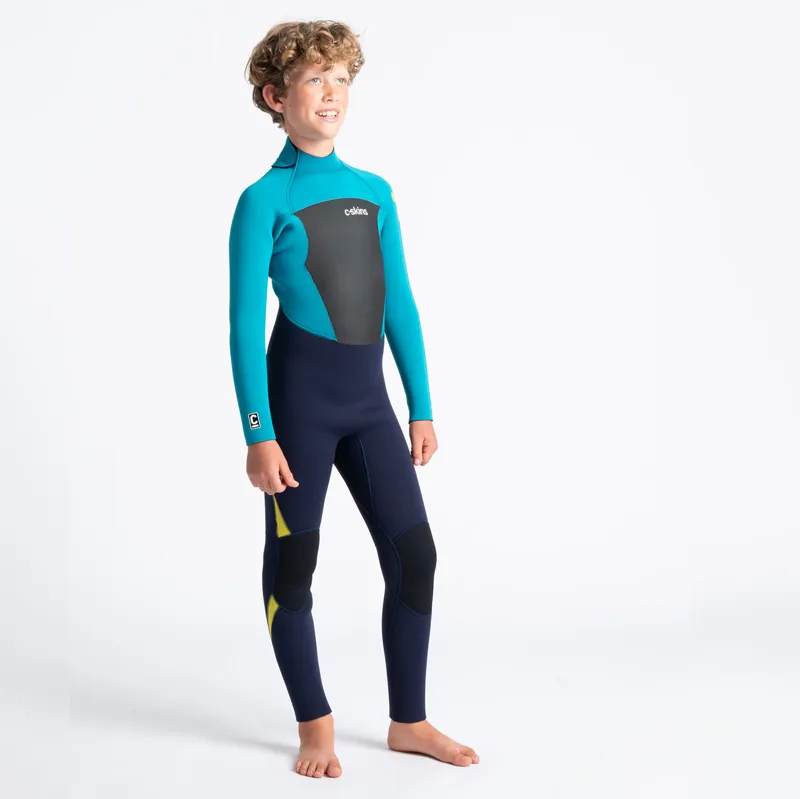 C-Skins Junior Legend 5-4mm Back Zip Wetsuit in Slate-Ocean-Yellow-3