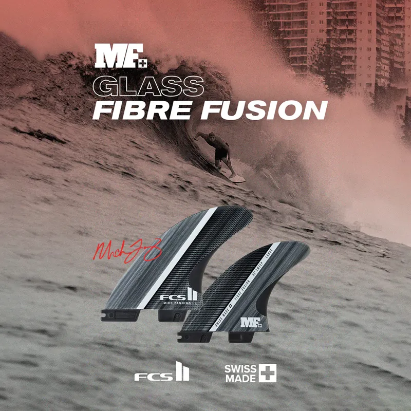 FCS II Mick Fanning GF Fusion Tri Fin Set in Smoke/White-8