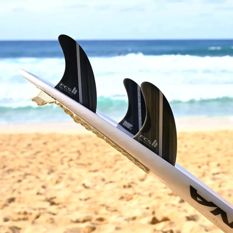 FCS II Mick Fanning GF Fusion Tri Fin Set in Smoke/White-11