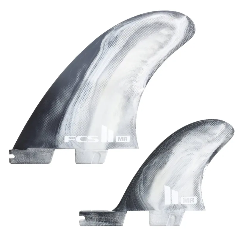 FCS II MR PC Twin + Stabiliser Fin Set in Black/White