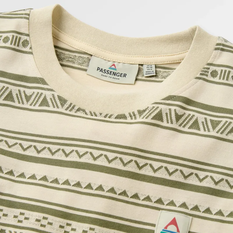 Passenger Mellower Jacquard Tee in Geo Stripe Birch/Khaki-1