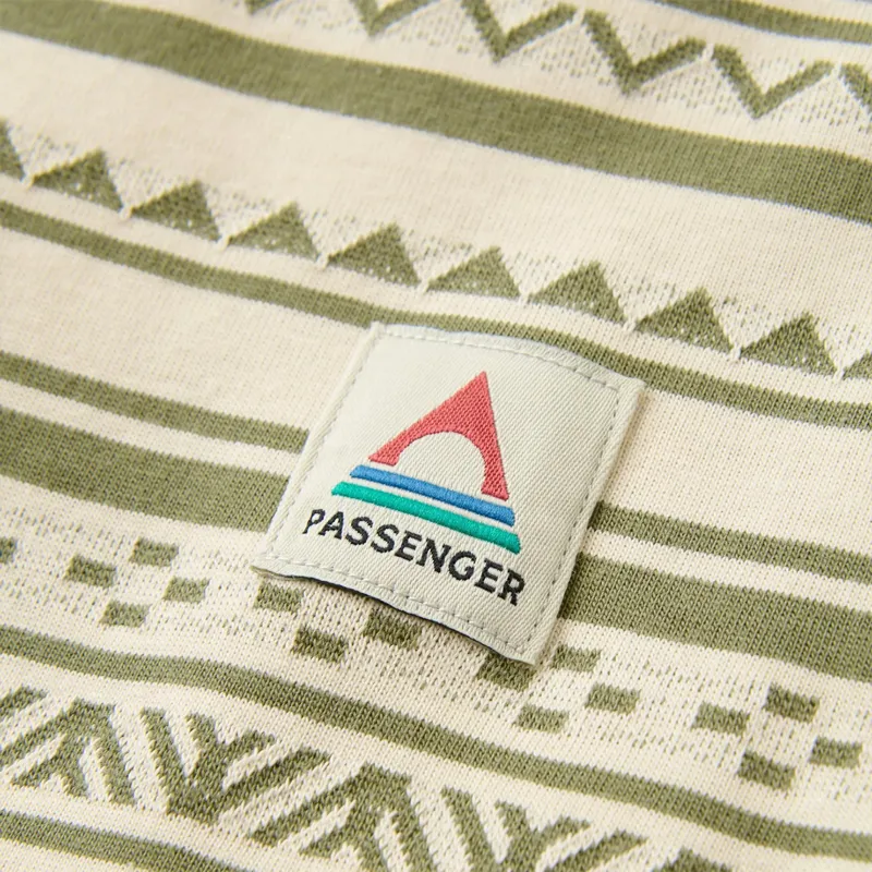 Passenger Mellower Jacquard Tee in Geo Stripe Birch/Khaki-2