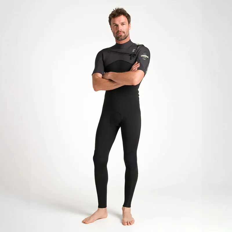 C-Skins NuWave Session 2/2mm Chest Zip Short Arm Wetsuit in Black/Meteor-1