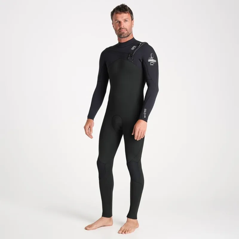 C-Skins NuWave Session 4/3mm Chest Zip Wetsuit in Black/Silver
