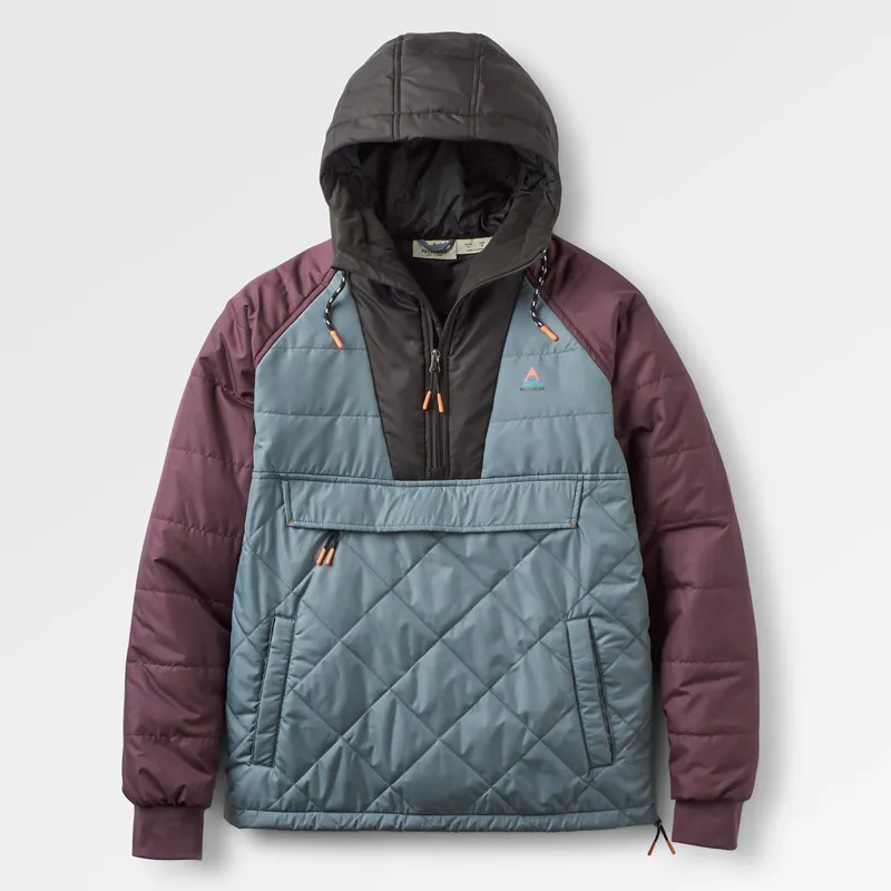 Passenger Oceanic Recycled Insulated 1/2 Zip Jacket in Storm Grey/Deep Plum