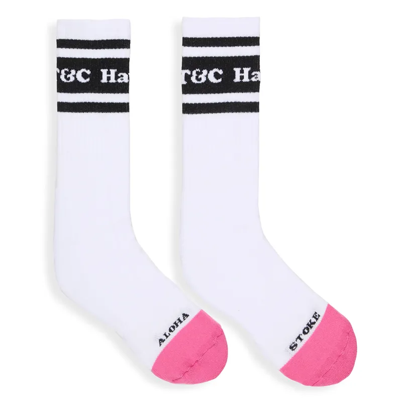 T and C Surf Designs Pearl Socks in White/Black/Pink