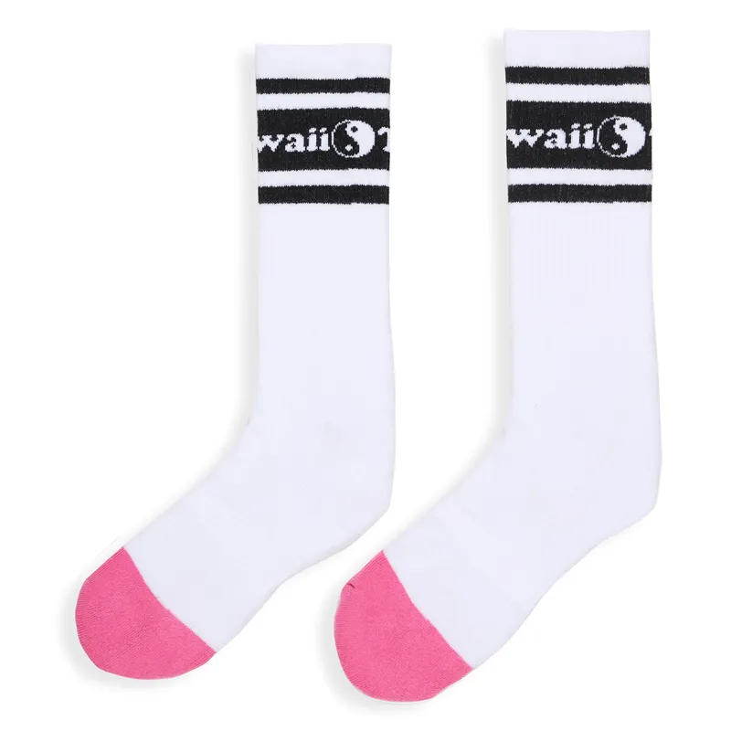 T and C Surf Designs Pearl Socks in White/Black/Pink-1
