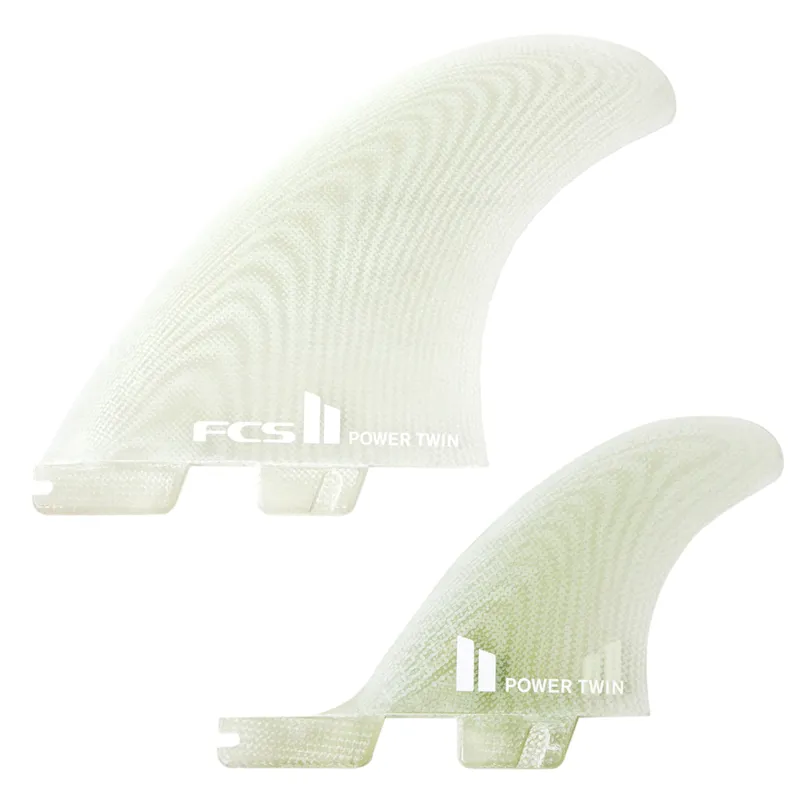 FCS II PG Power Twin + Stabiliser Fins in Clear