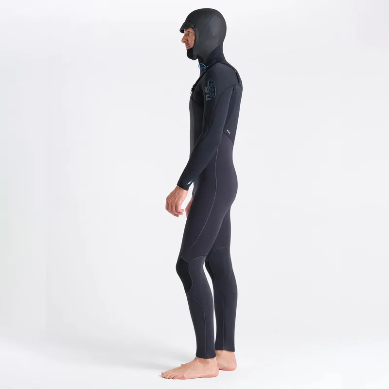 C-Skins ReWired 5-4-3mm Hooded Chest-Zip Wetsuit in Black-Petrol-1