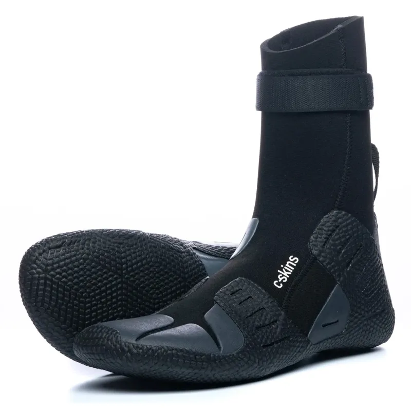 C-Skins Session 5mm Round Toe Wetsuit Boots in Black-Charcoal