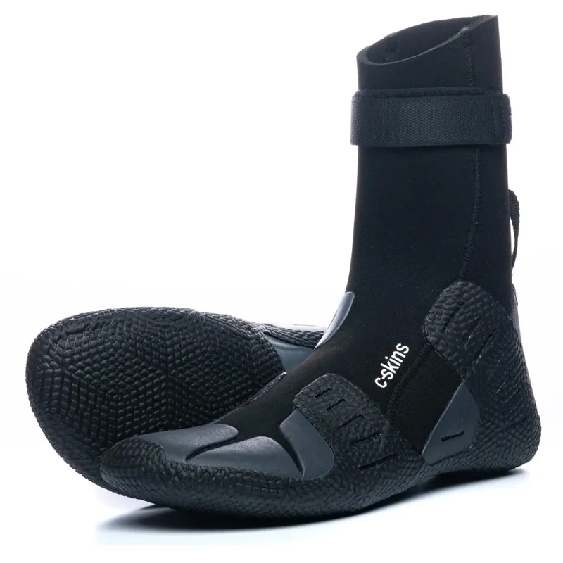 C-Skins Session 7mm Round Toe Wetsuit Boots in Black-Charcoal