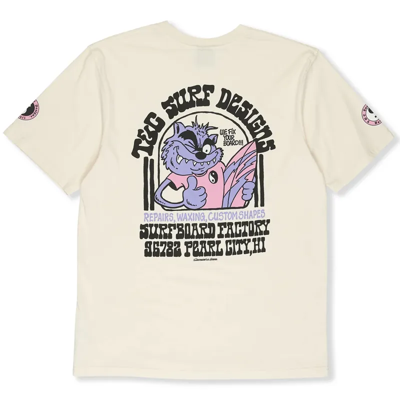 T and C Surf Designs Surf Service Tee in Vintage White