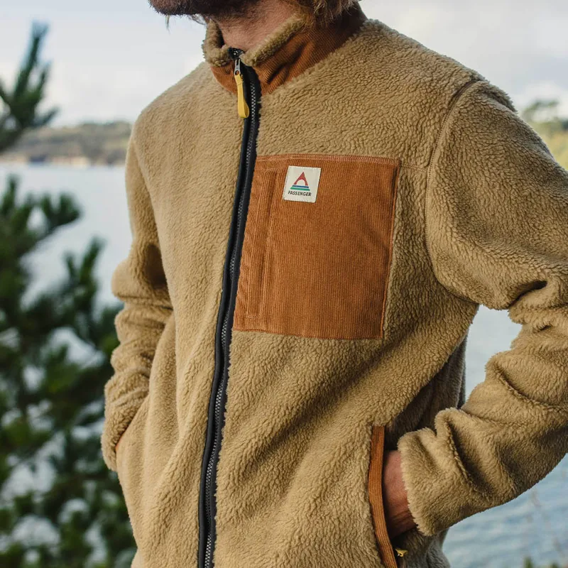Passenger Trekker Recycled Deep-Pile Sherpa Fleece in Biscuit-1