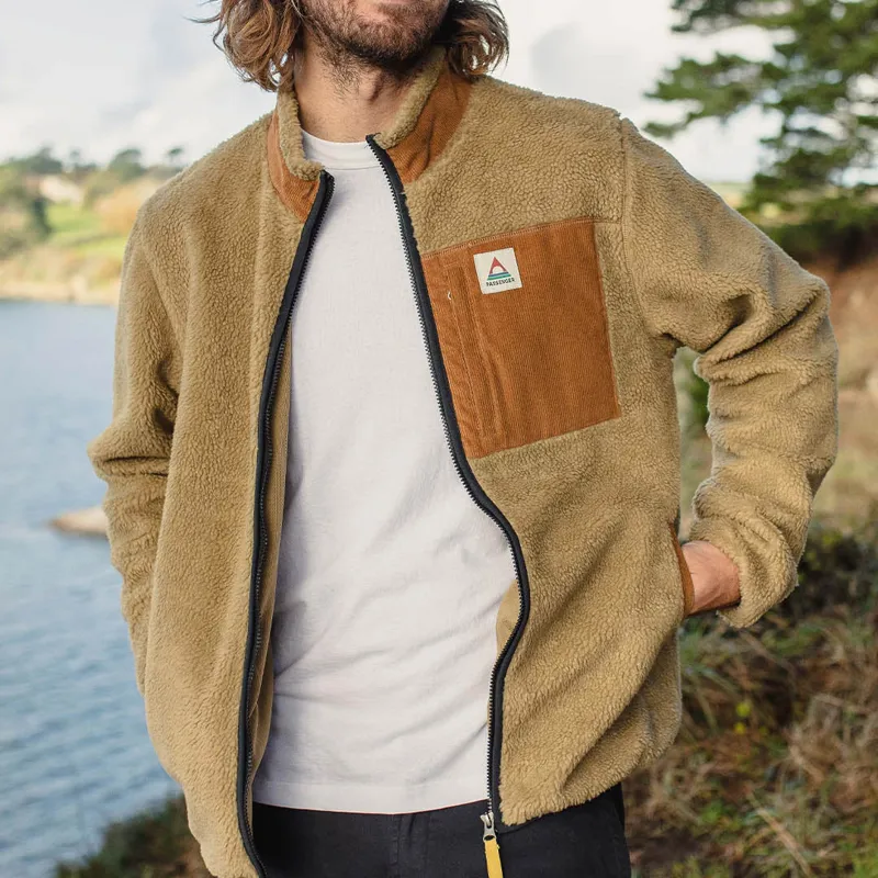 Passenger Trekker Recycled Deep-Pile Sherpa Fleece in Biscuit-4