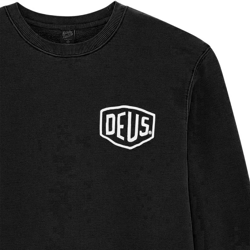 Deus Ex Machina Shield Garment Dyed Crew in Black-2