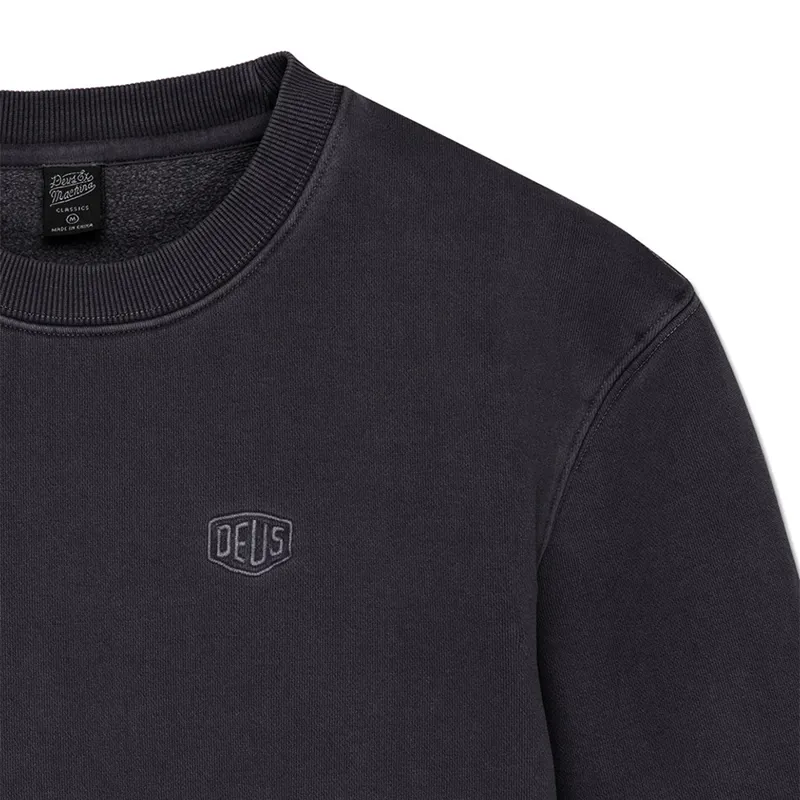 Deus Ex Machina Shield Garment Dyed Crew in Black-2