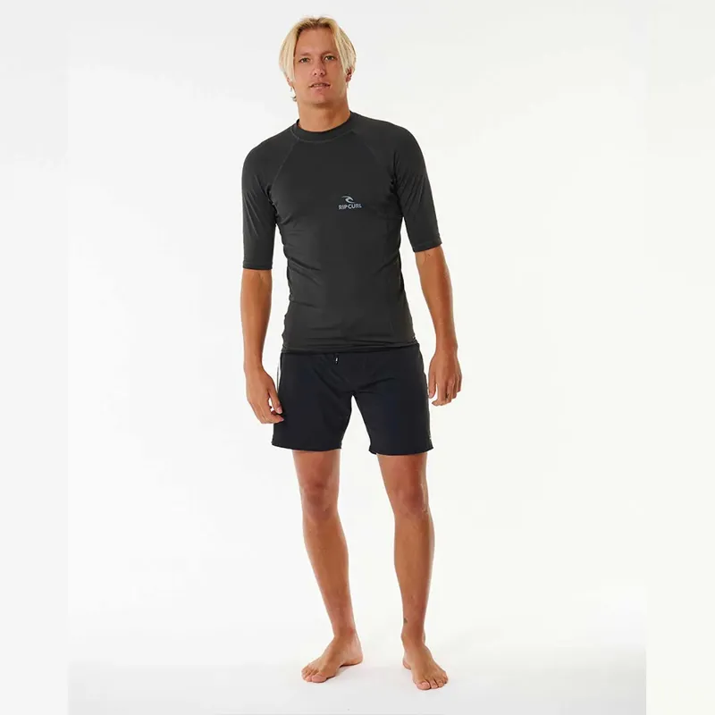Rip Curl Stack UPF Short Sleeve Rash Vest in Washed Black-3