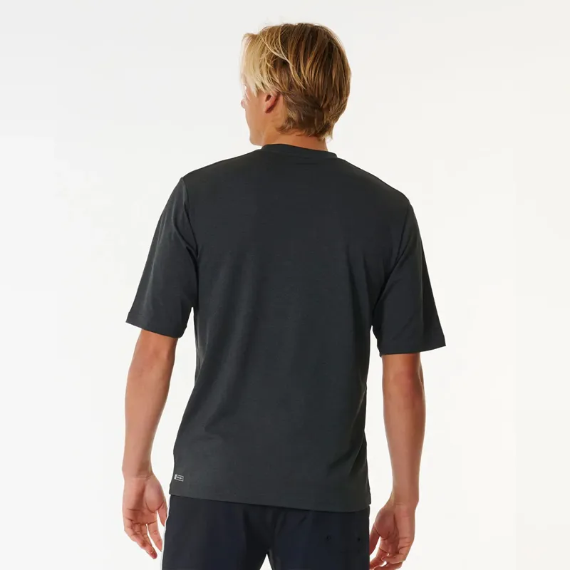 Rip Curl Stack UV Short Sleeve Rash Vest in Black Marle-1