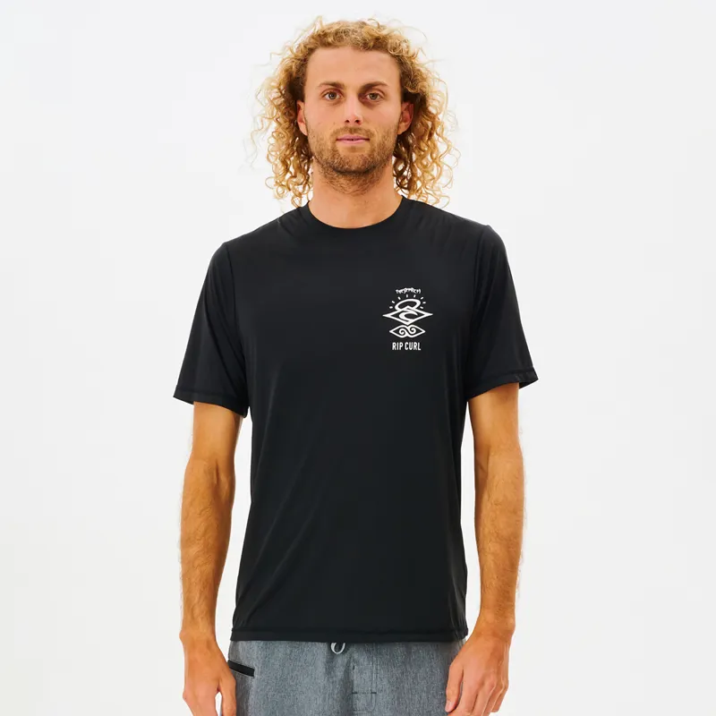 Rip Curl Icons Surflite Short Sleeve UV Tee in Black